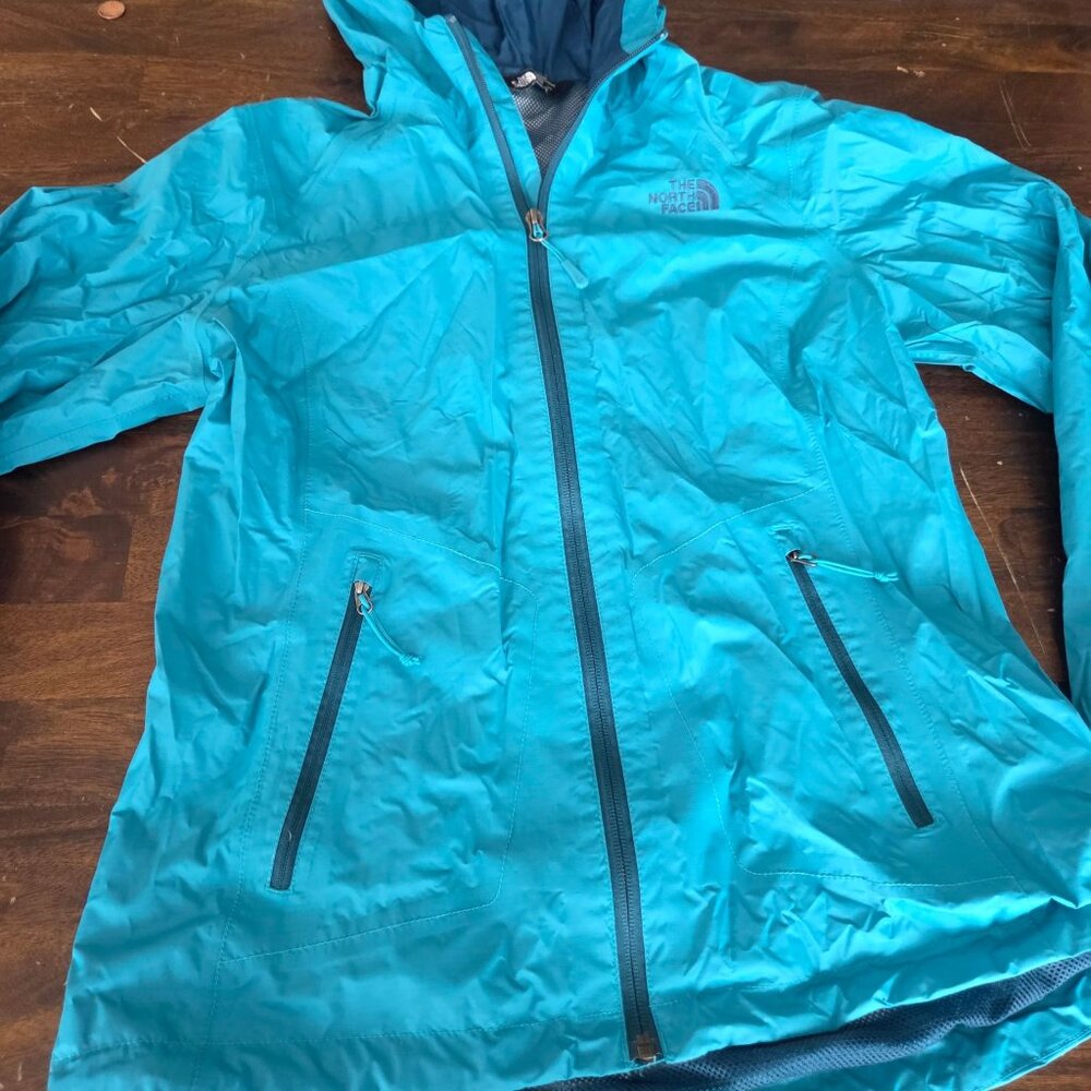 The North Face Jacket Womens M Teal DryVent Hooded Waterproof Shell Lightweight